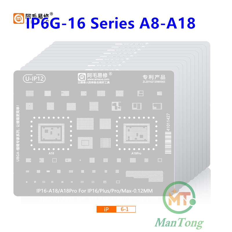 Amaoe Chip BGA Reballing Stencil Kits for iPhone 16 15 14 13 12 11 Series X/XS/Max/XR/8/8P/7/6S/6 a17A16 A15 A14 A13/12/A11/A10