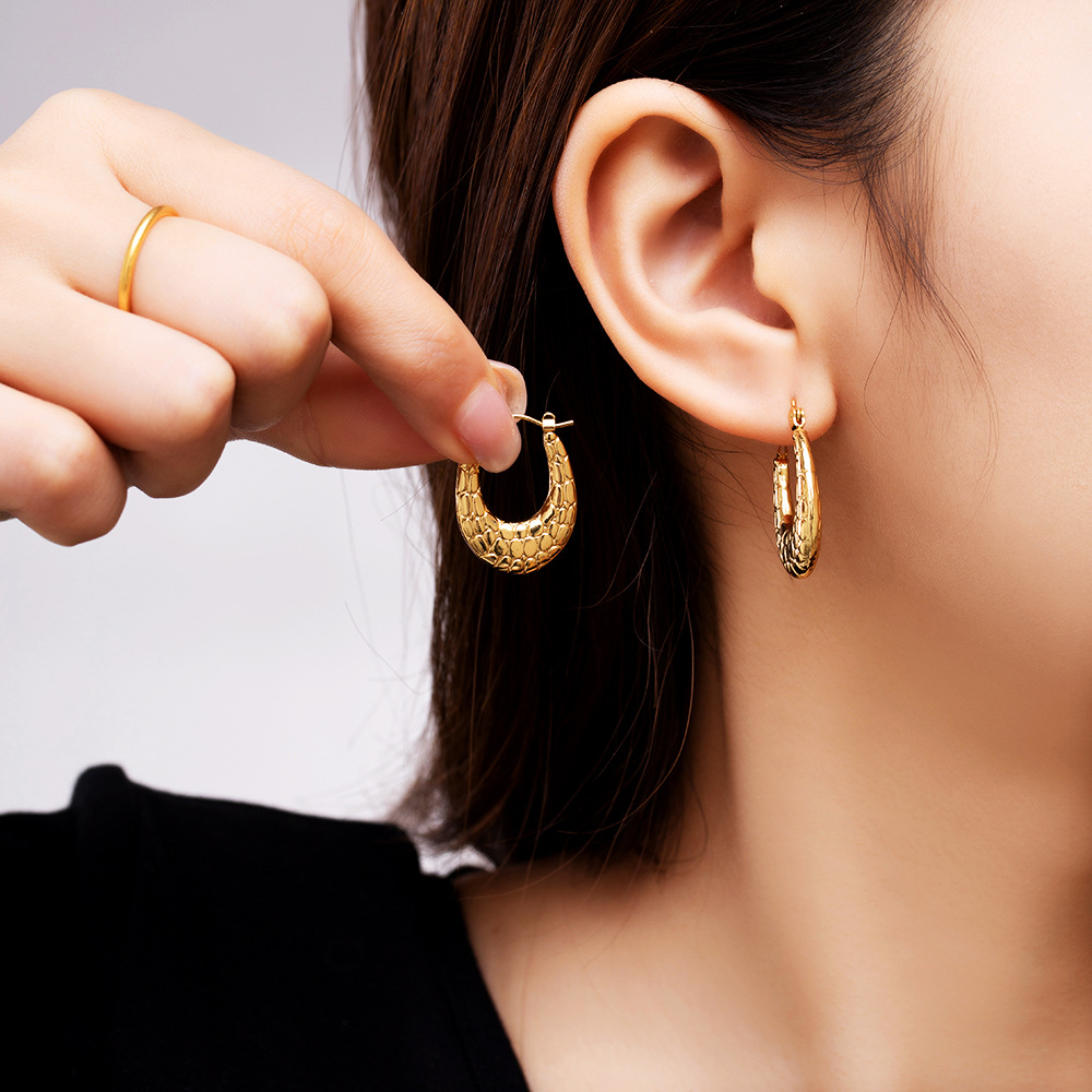 European and American ins style new stainless steel earrings twist earring temperament earrings 18K gold plated fashion high-end earrings