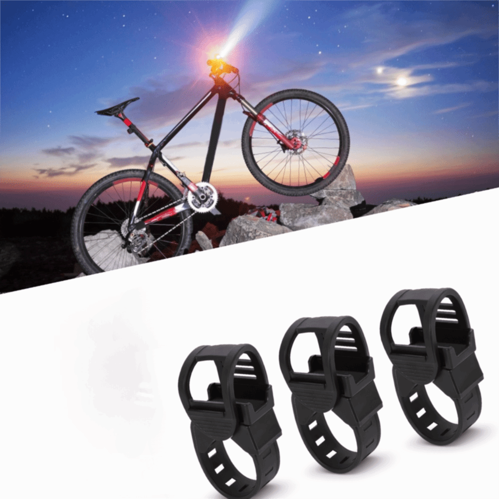 3 PCS Durable Adjustable Bicycle Flashlight Mount 360 Degree Rotation Plastic Bike Light Mount Multifunction Black Bike Light Holder Cycling Accessory