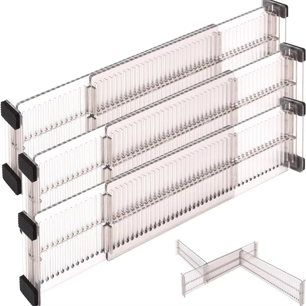 2/4/6Pcs Drawer Organizers Adjustable Expandable Drawer Dividers 10.8-20inch Creative Drawer Divider Organizers Flexible Combination Multipurpose Cabinet Storage Partition Divider Bedroom Dresser