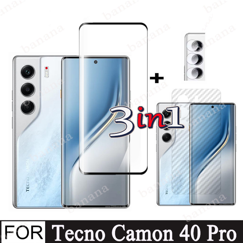 4in1 Tecno Camon 40Pro กรณีสติกเกอร์แม่เหล็กกันกระแทกเคสโทรศัพท์สําหรับ Tecno Camon40 40Pro 40Premier กระจกนิรภัยป้องกันหน้าจอฟิล์ม