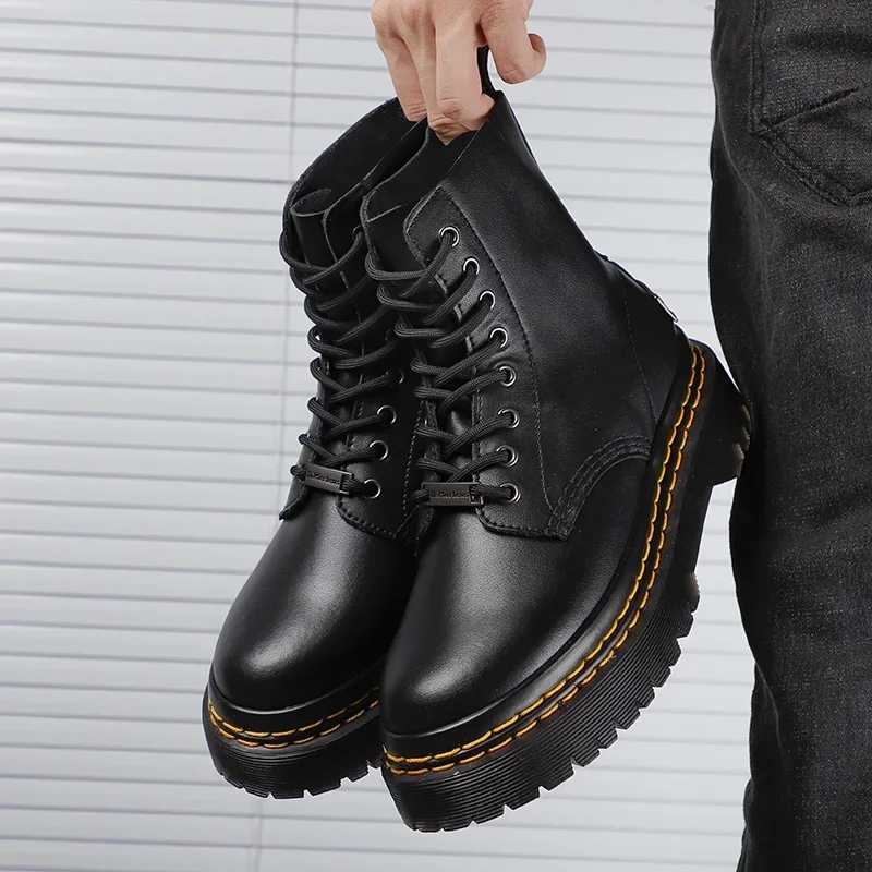 Tirpal Sole Martin Black lace up Solid Boot for Men (G80)