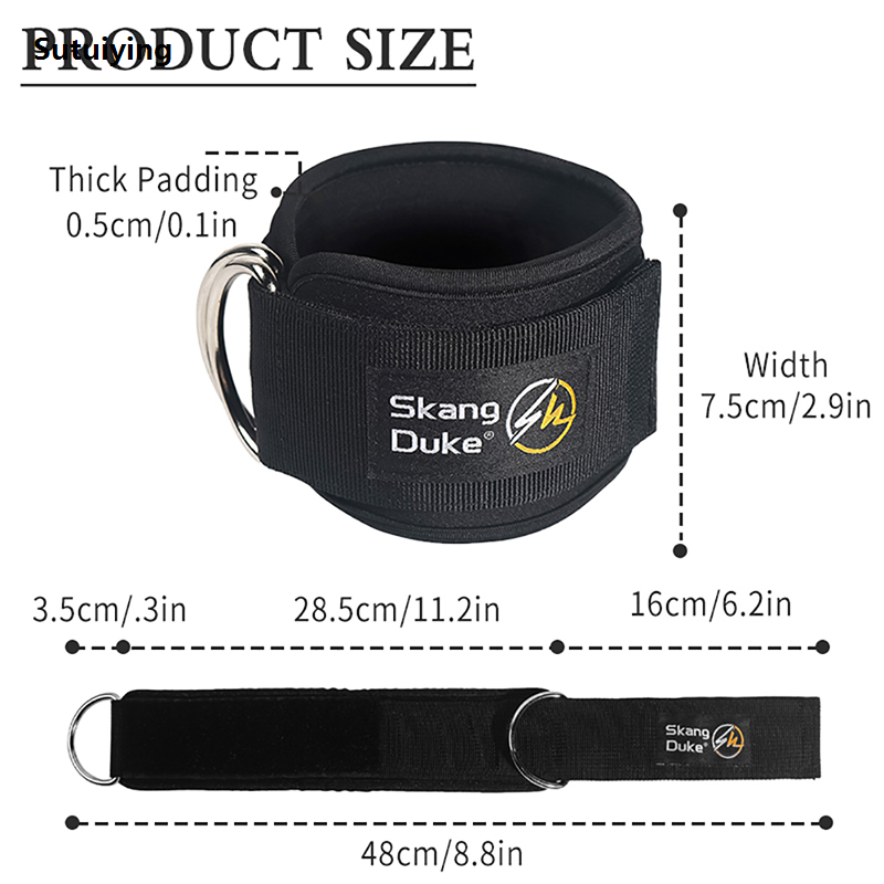 Sutuiying 1pc/2pc/3pc Fitness equipment gym ankle band padded double D ring adjustable ankle weight leg training bracket support