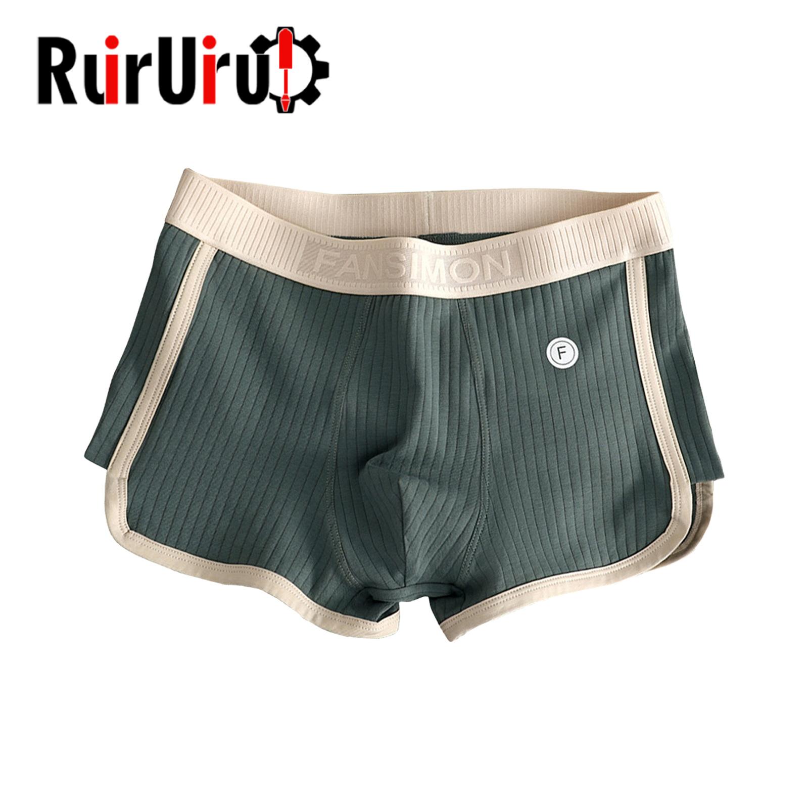 RuirUirul Underwear 's Boxer Briefs with U-convex Design Ribbed Texture Comfortable Mid-rise Underwear in Patchwork Colors for Soft