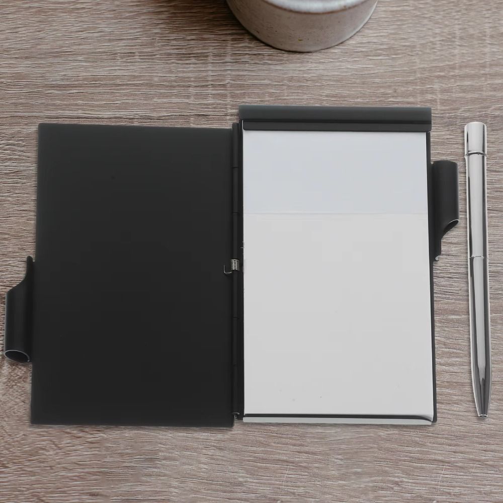 Travel Notepad Portable Aluminum Notepad with Pen Pocket Metal Pocket Notebook Durable Refillable Paper Mini Pocket Notebook Business Supplies