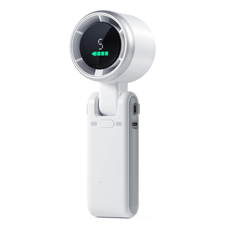 JAERBEE Portable Handheld Turbo Fan, 5 Gear Wind, Battery Operated, Up to 12 Working Hours, Hand Fan with Air Turbo Tech White