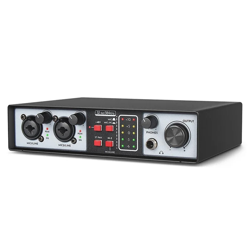 (GGBR)-Professional 36bit 384kHz Audio Interface 2 in 2 Out Usb Sound Card Recording for Music Studio Microphone DJ Mixer