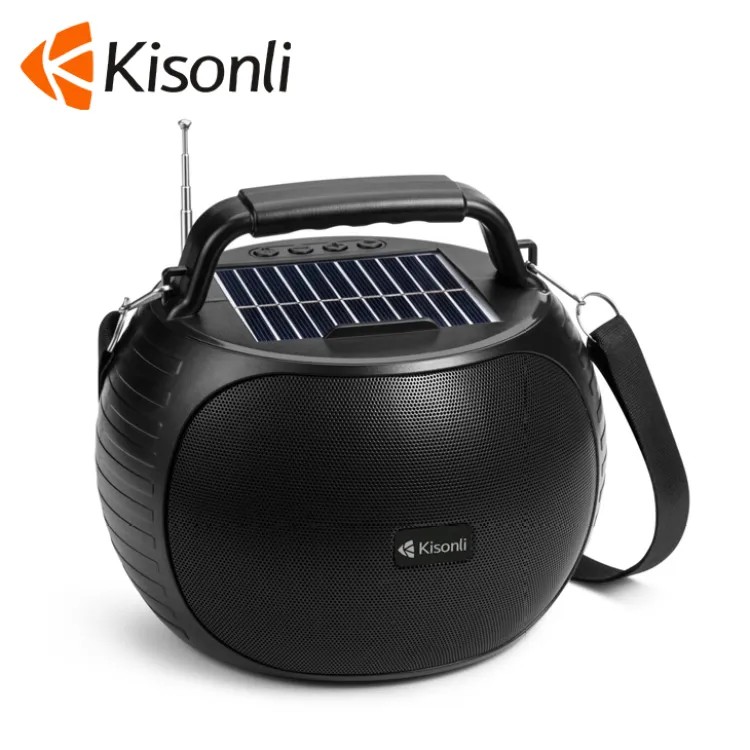 Kisonli SC22 Portable 10W Solar Power Stereo Speaker USB/TF/FM Support
