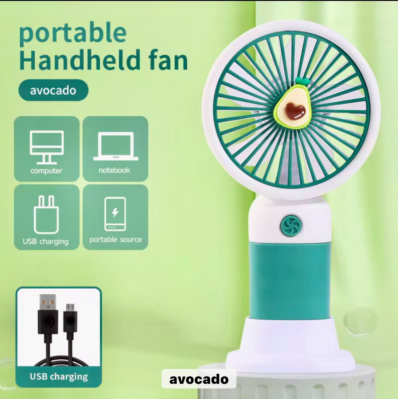 Fan - Hand Fan with stand(GREEN) | Lithium Rechargeable battery | Handheld Mini Fan | Best price on product | Trending Product | Top pick | Summer | Hot season | Viral Product