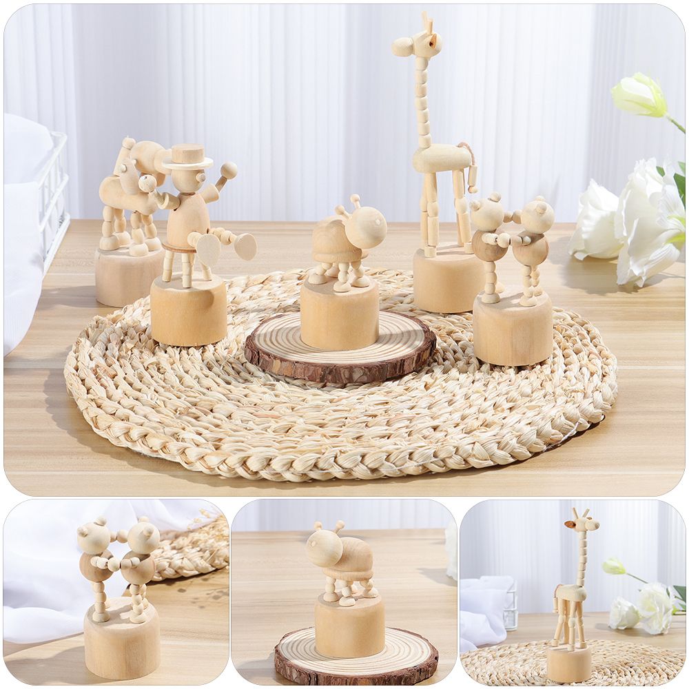 Personalized Book Shelf Gifts Figurine Wooden Animal Ornaments Wood DIY Craft Mini Desktop Decor Educational Toys
