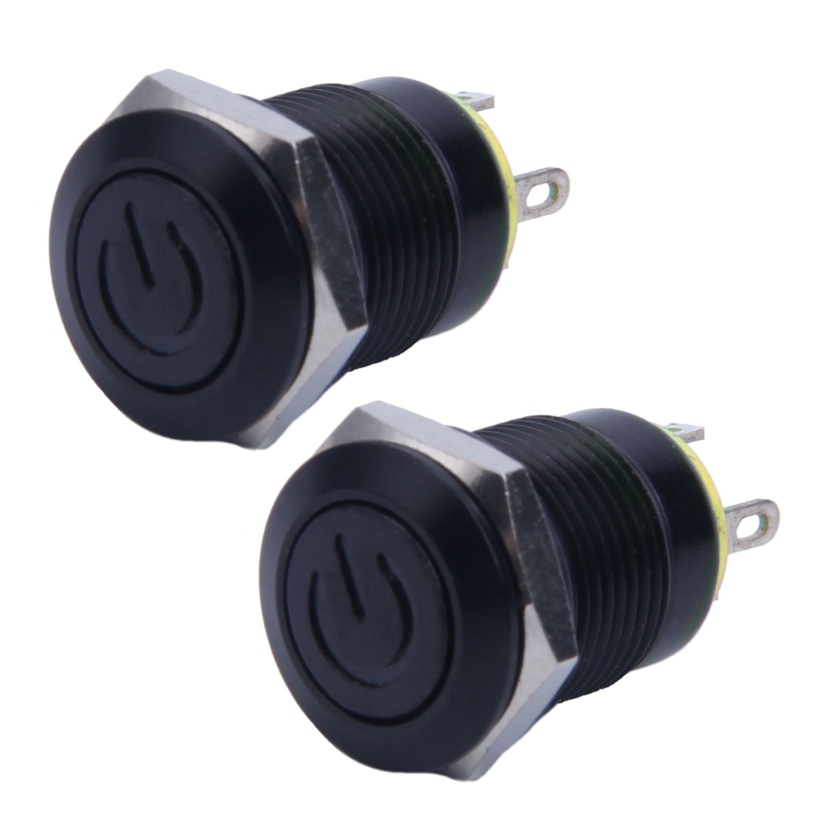 fasdaga 2X 12V 2A 9.5mm LED Metal Cap Power Momentary Push Button Switch Car DIY Modified, Red