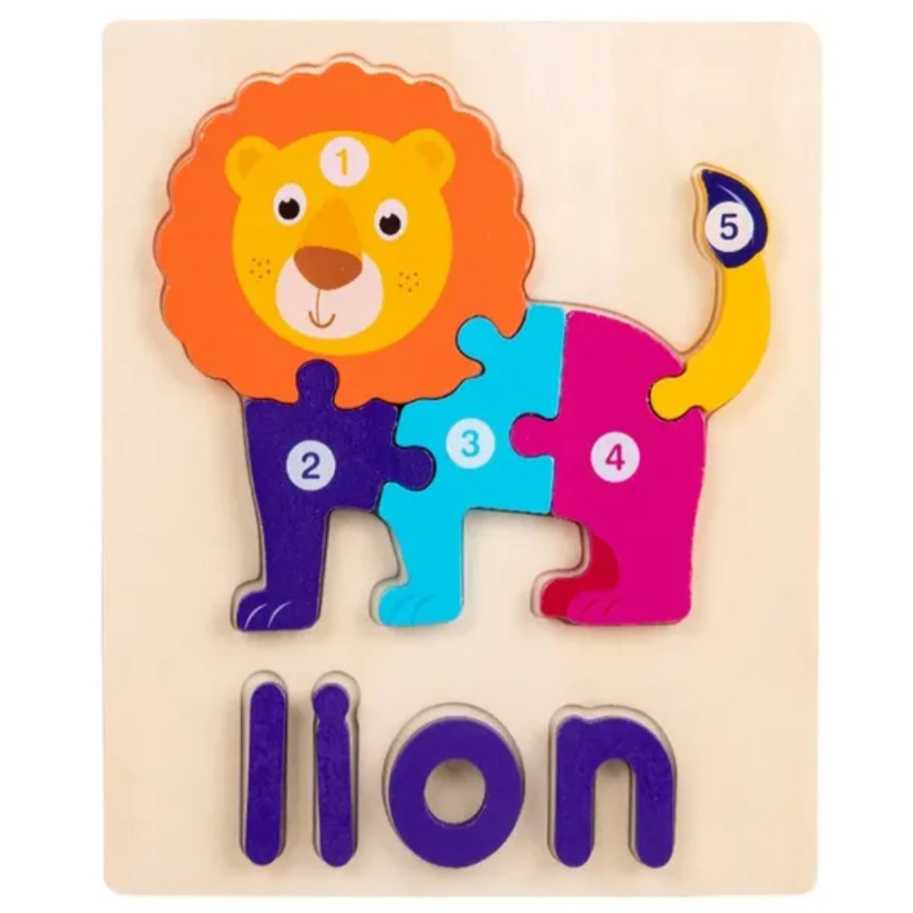 Colorful Wooden Hen-Shaped Puzzle for Kids - 3D Montessori Jigsaw with Numbers & Animal Names, Educational Learning Toy for Baby & Toddlers
