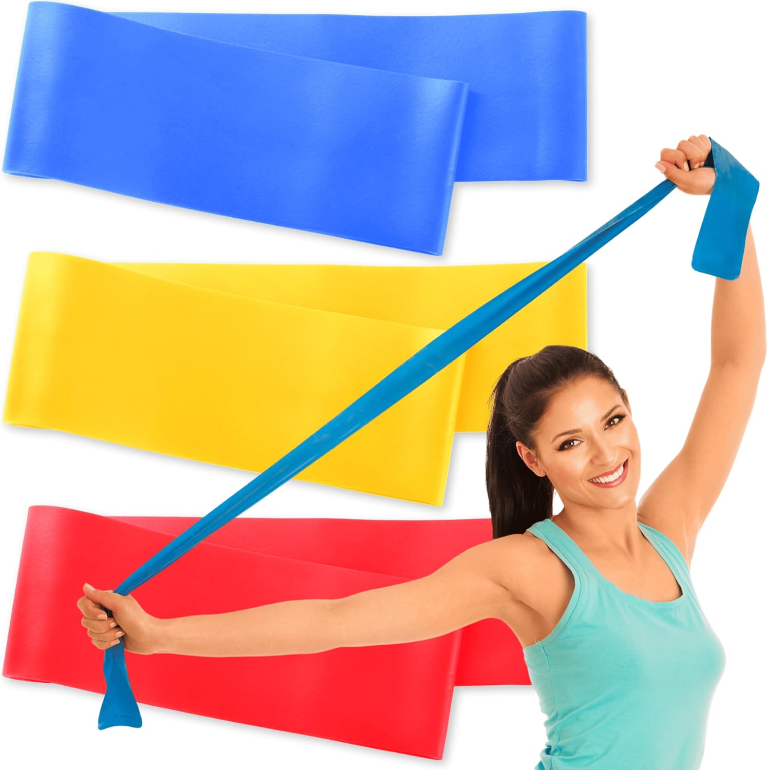 Thera Band Durable Resistance Bands for Physical Therapy, Exercise, and Fitness - Multi-Color, Non-Slip, Easy Carry
