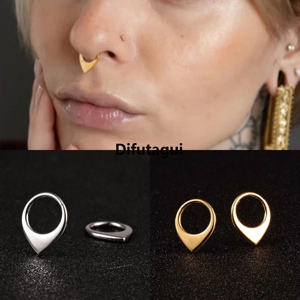 Difutagui New specials Vanku 1PCS Septum Rings Clip 316L Surgical Stainless Steel Bargain price Nose Rings Tragus Helix Hoop Piercing Women Body Jewelry New Gift