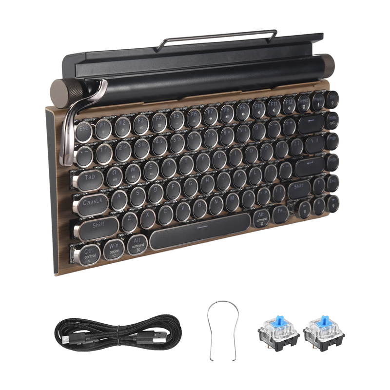 CGearuppt Retro Typewriter Keyboard Wireless Bluetooth Mechanical Keyboards 83 Keys Computer Keyboard for Laptop PC Gaming