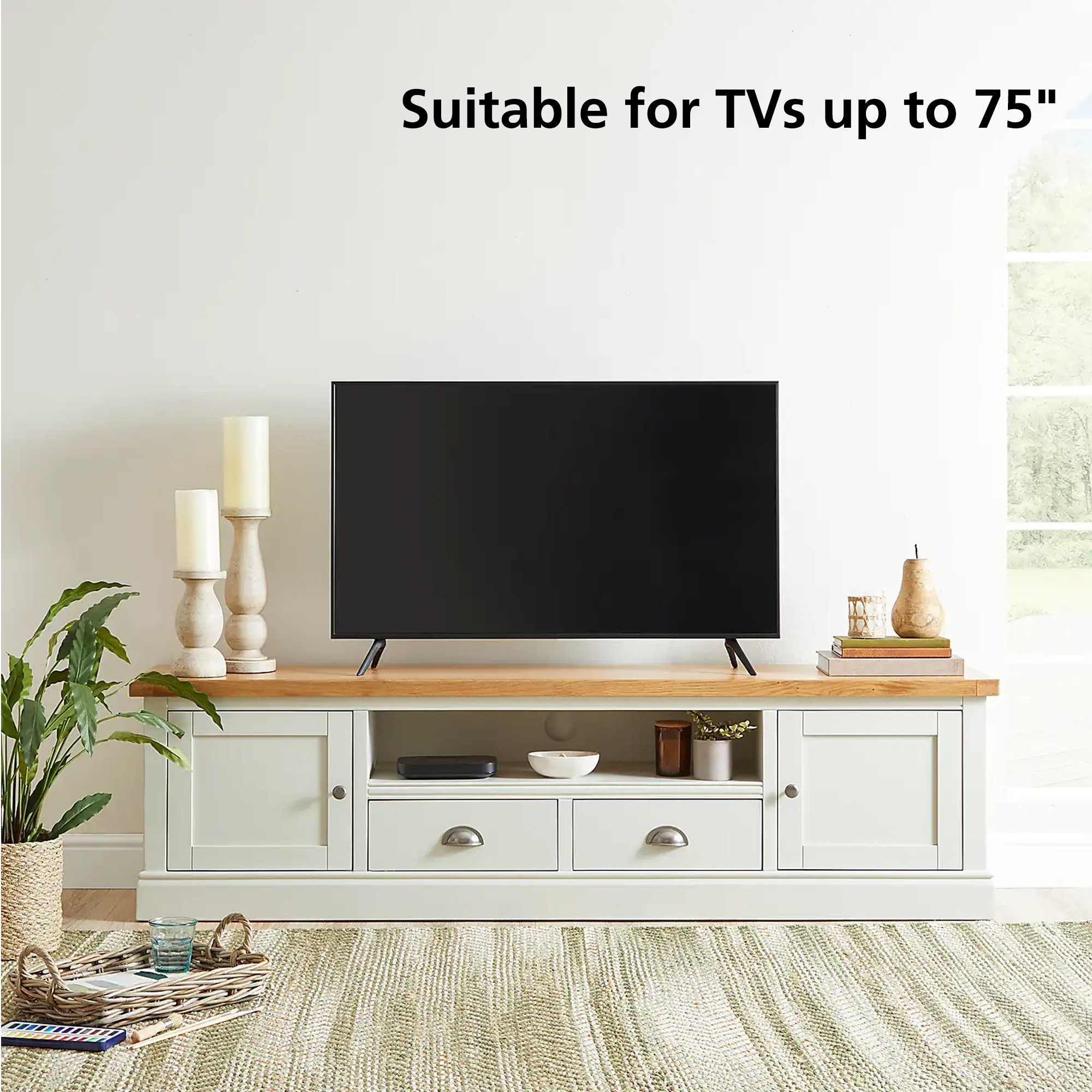 Kamakhya Decor Extra Wide TV Stand For Living Room Bedroom in White Color