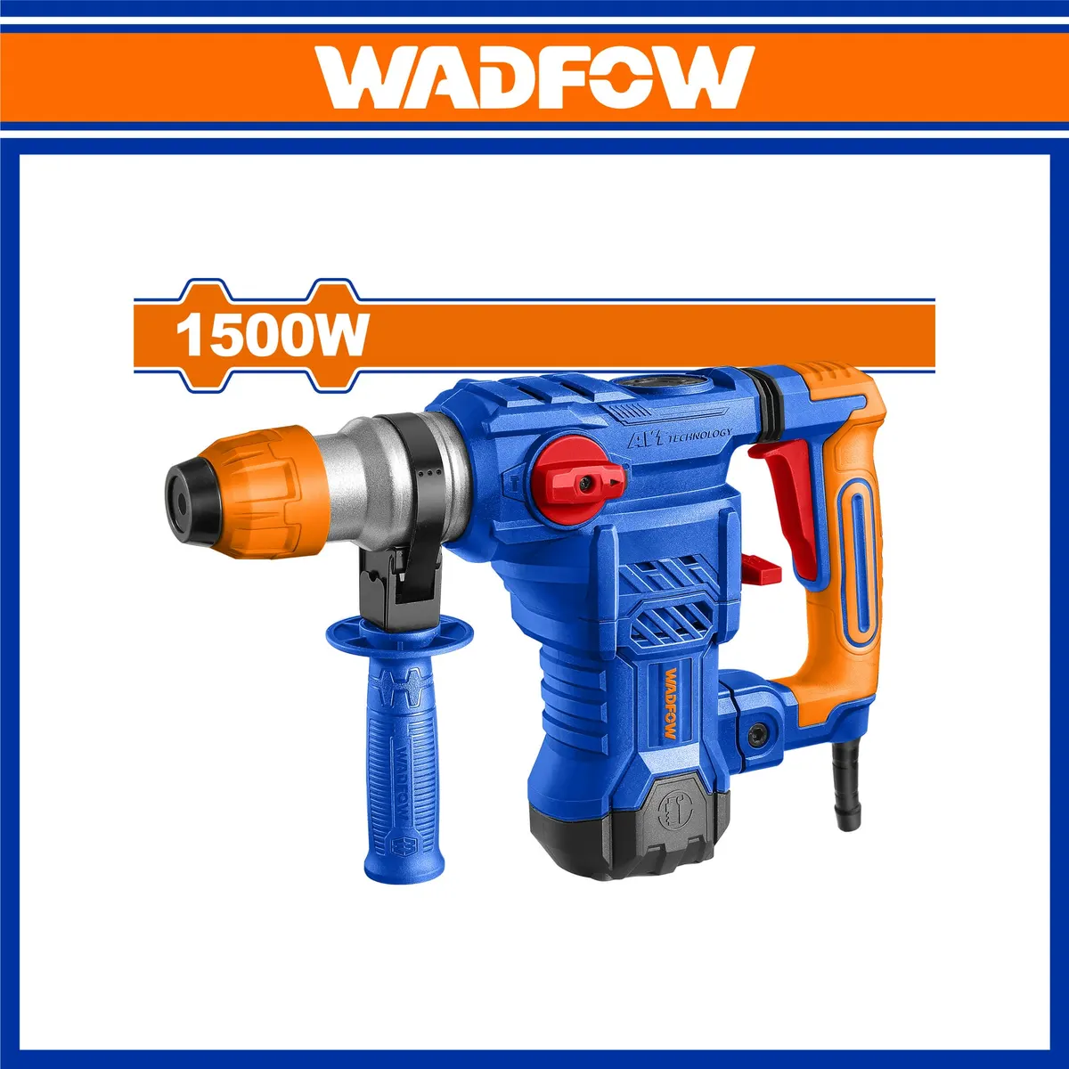 WADFOW 1500W SDS plus Rotary hammer With 3 Pcs drills bit and 2 Pcs chisels For Wood,Steel and Concrete WRH2D32 - image 1