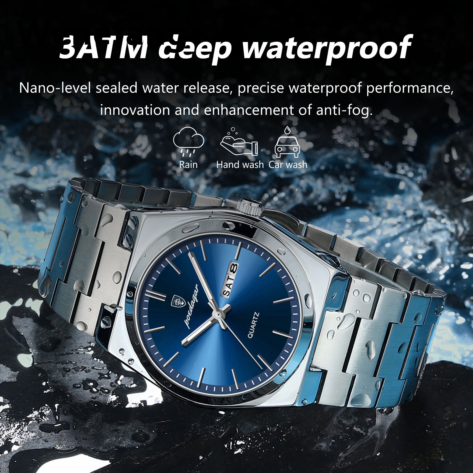 POEDAGAR brand new fashionable business luxury waterproof date week stainless steel tourbillon automatic mechanical men's watch