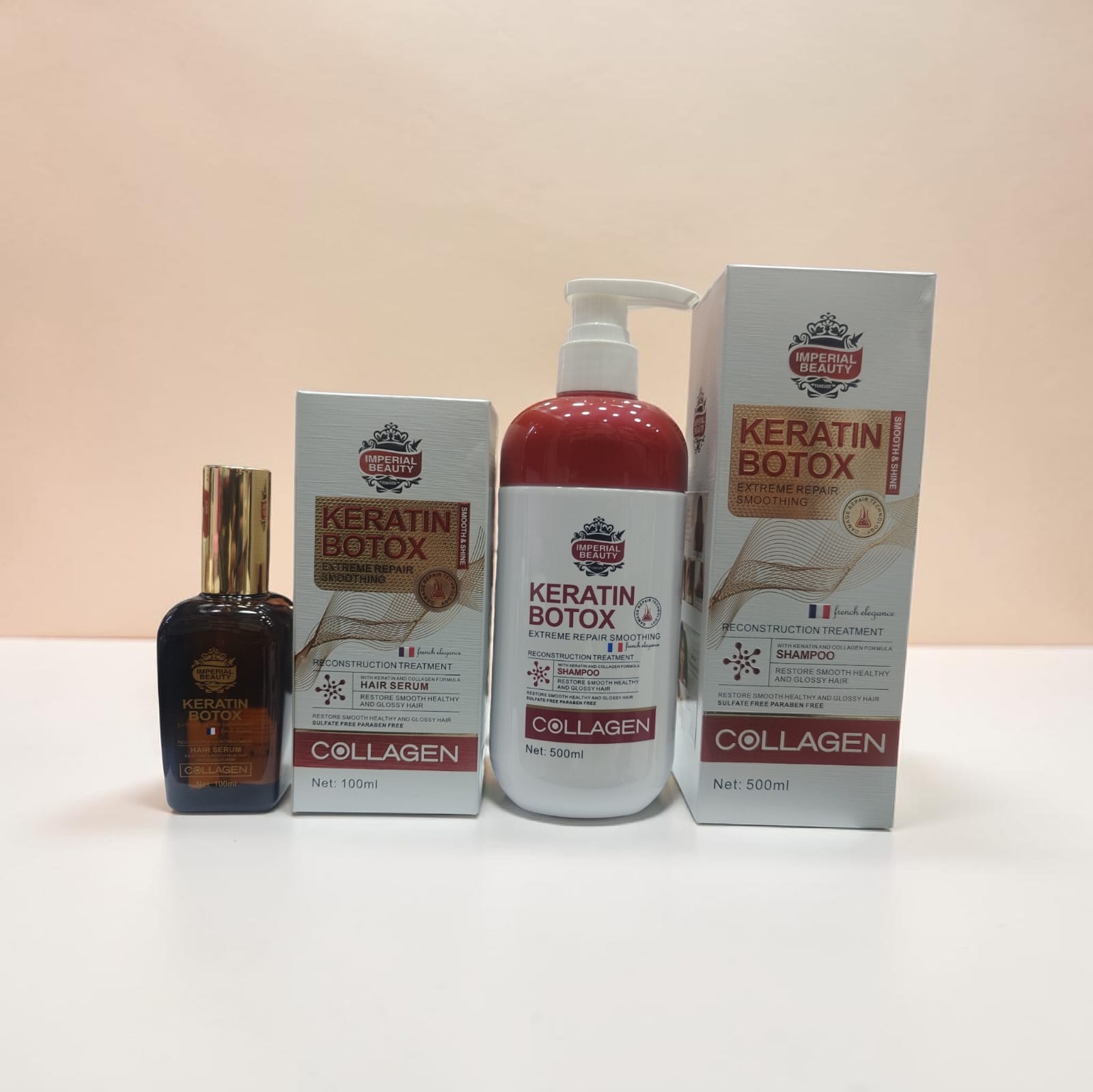 Imperial Beauty Keratin Botox Hair Care 2pc Set | Hair Treatment Set Collagen Hair Shampoo 500ML + Hair Serum 100ML