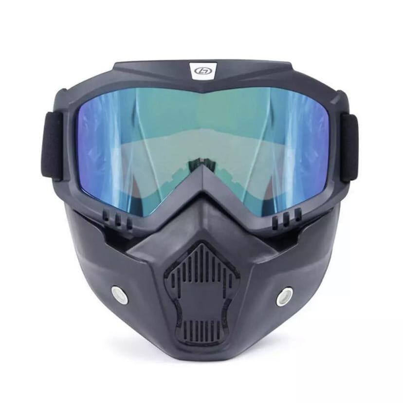 Motorcycle Bike In 2 In 1 Detachable Helmet Goggles Mask Blue Mercury