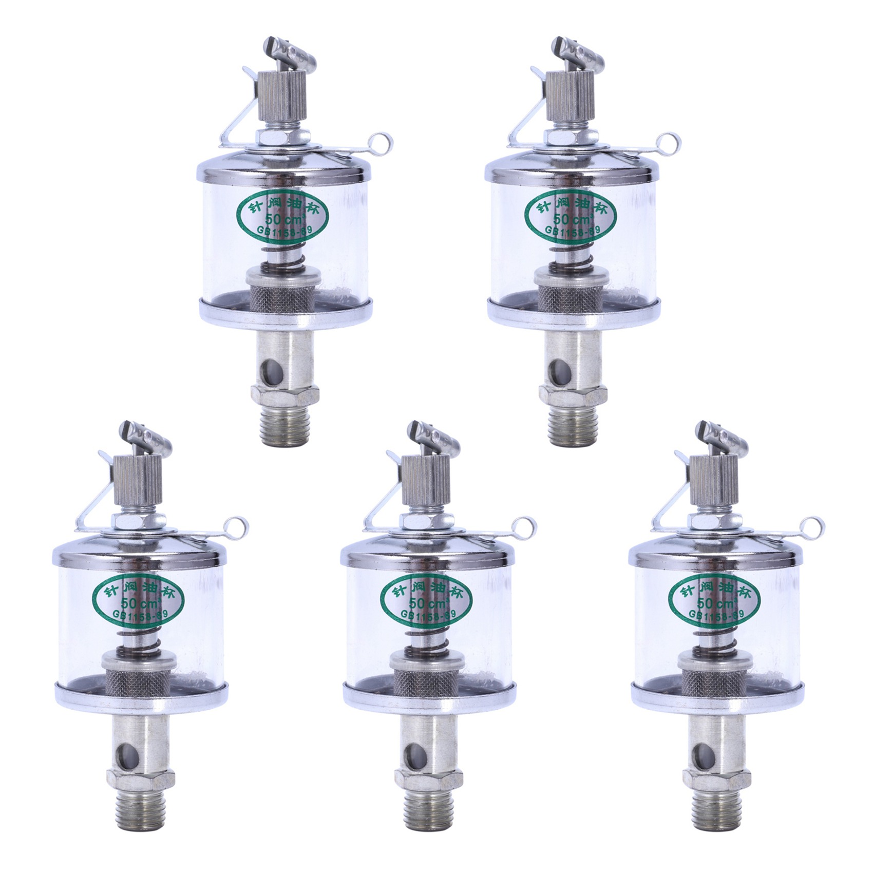 fasdaga 5X 50ML Engine Machine Lubricator Oil Drip Feed Oiler Clear+Silver