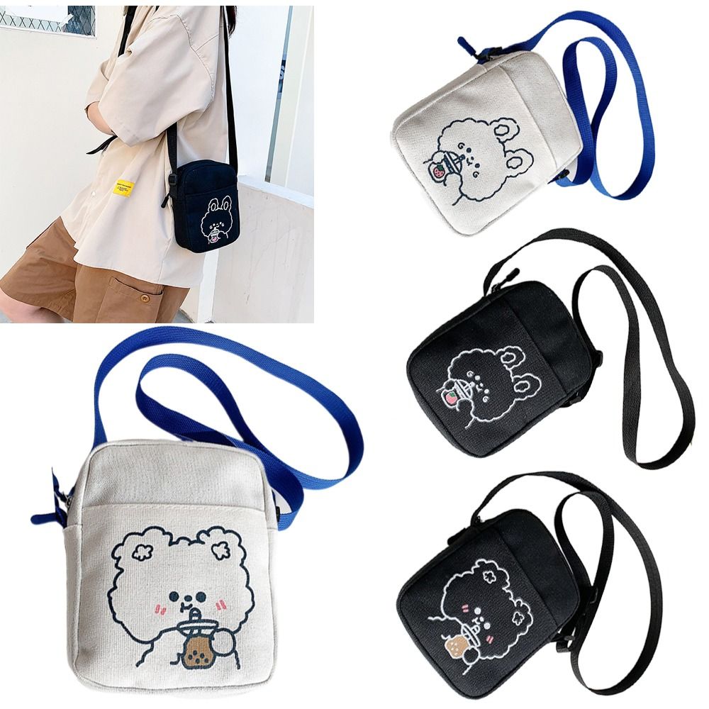 Shoulder Bags Canvas Bag Crossbody Bag Bear Rabbit Fashion Messenger Bag Cute Cosmetic Bag Phone Bag Men Women