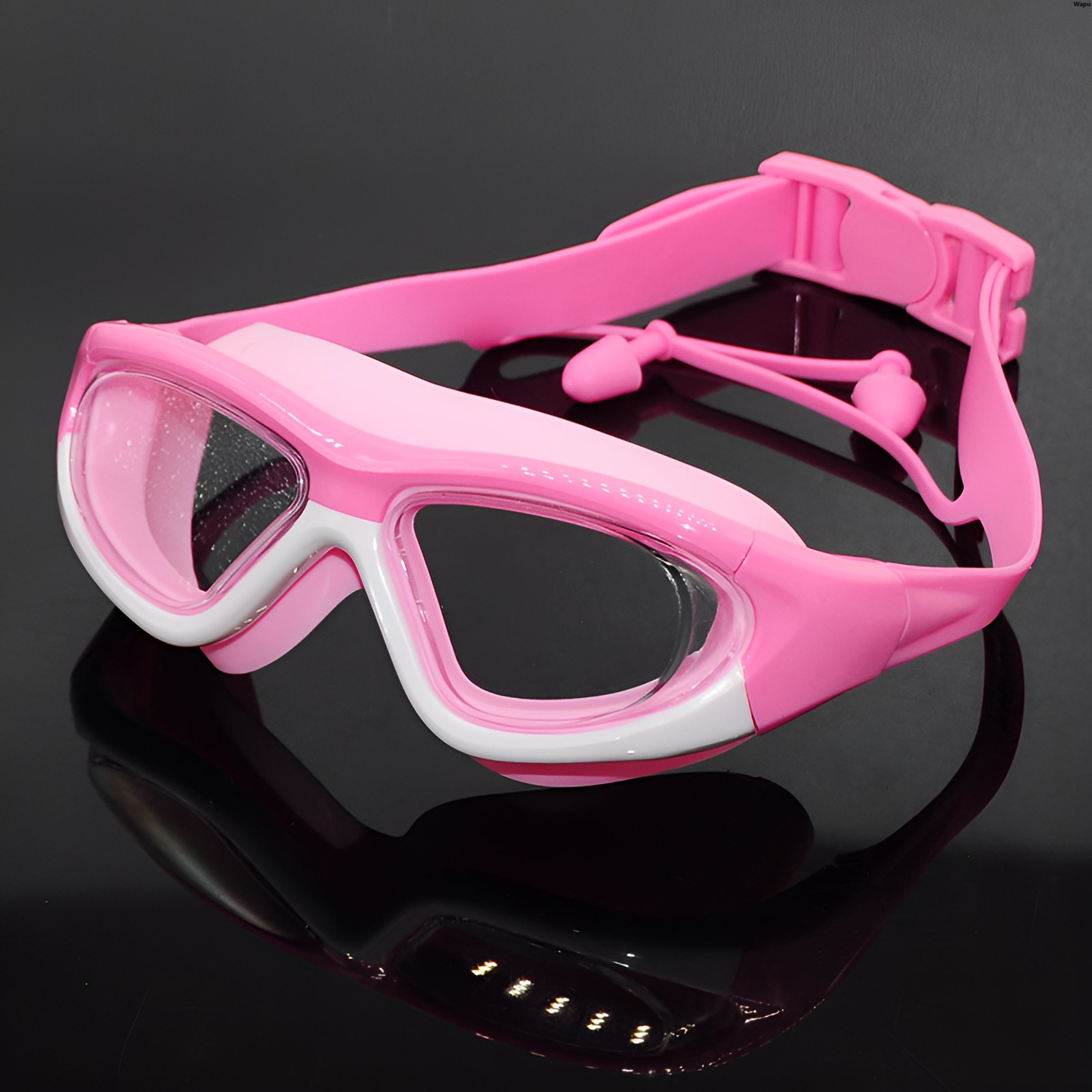 Wapu2025 New Children's High-definition Waterproof And Anti Fog Swimming Large Frame Glasses, Convenient Goggles Silicone Connected Earplugs