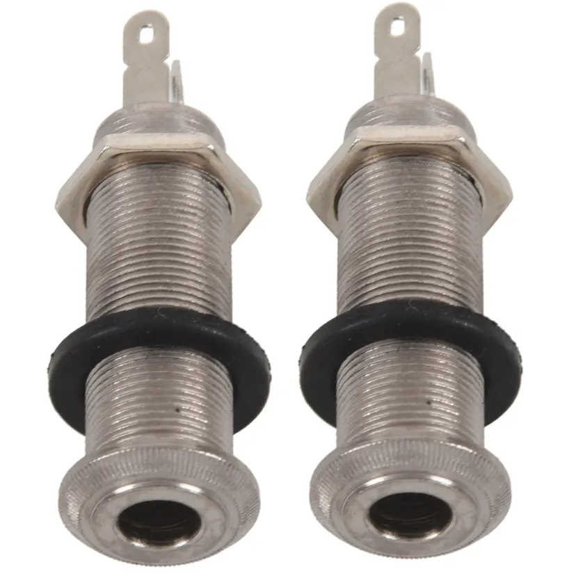 fasdaga 2X Electric Guitar Jack Chrome Threaded Cylinder Output Input Jack Plug Sockets 1/4 Inch for Electric Guitar