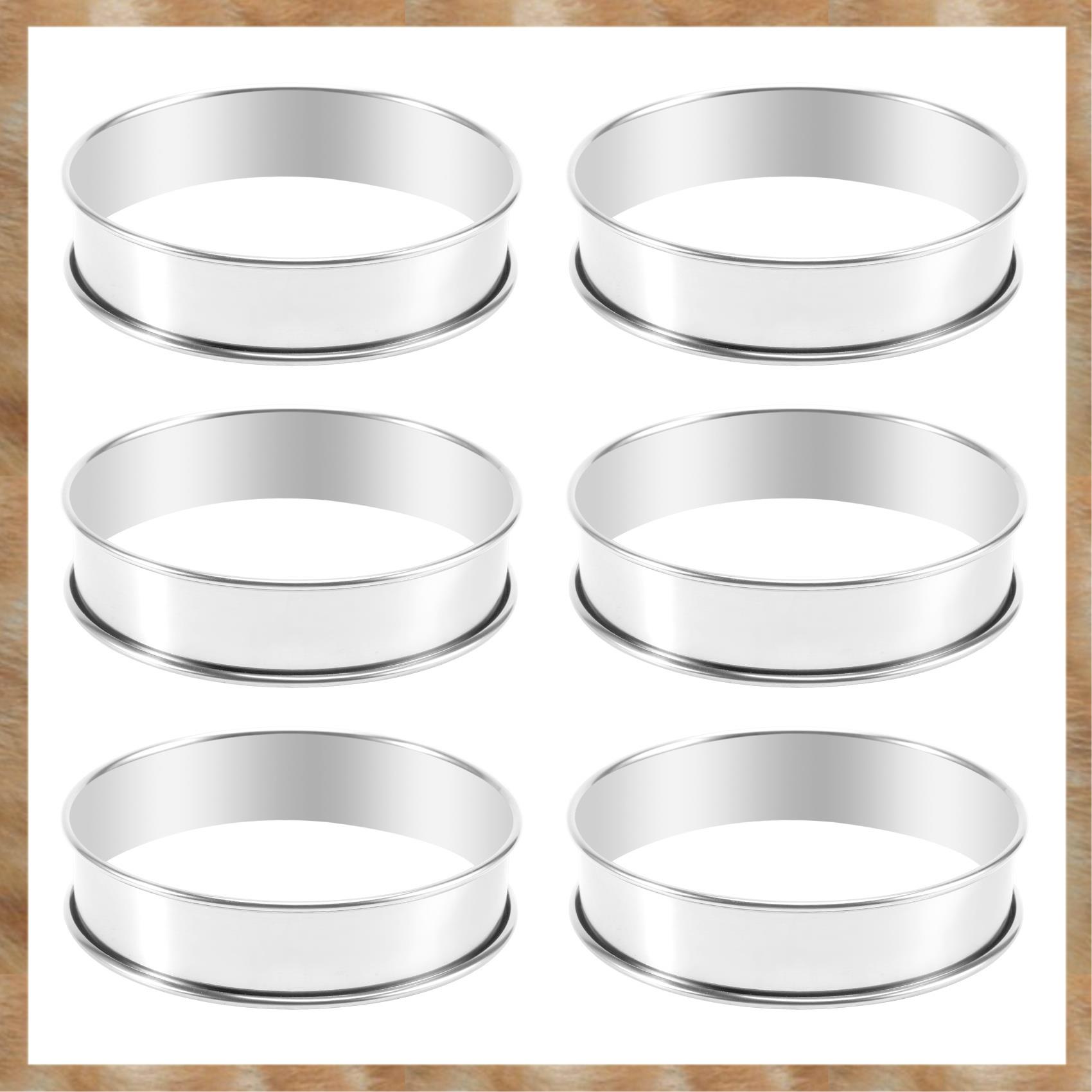 Kqueebee 6 Pieces Muffin Tart Rings & 8 Pcs 4.1 Inch Muffin Tart Rings Double Tart Ring Stainless Steel Round Ring Mold