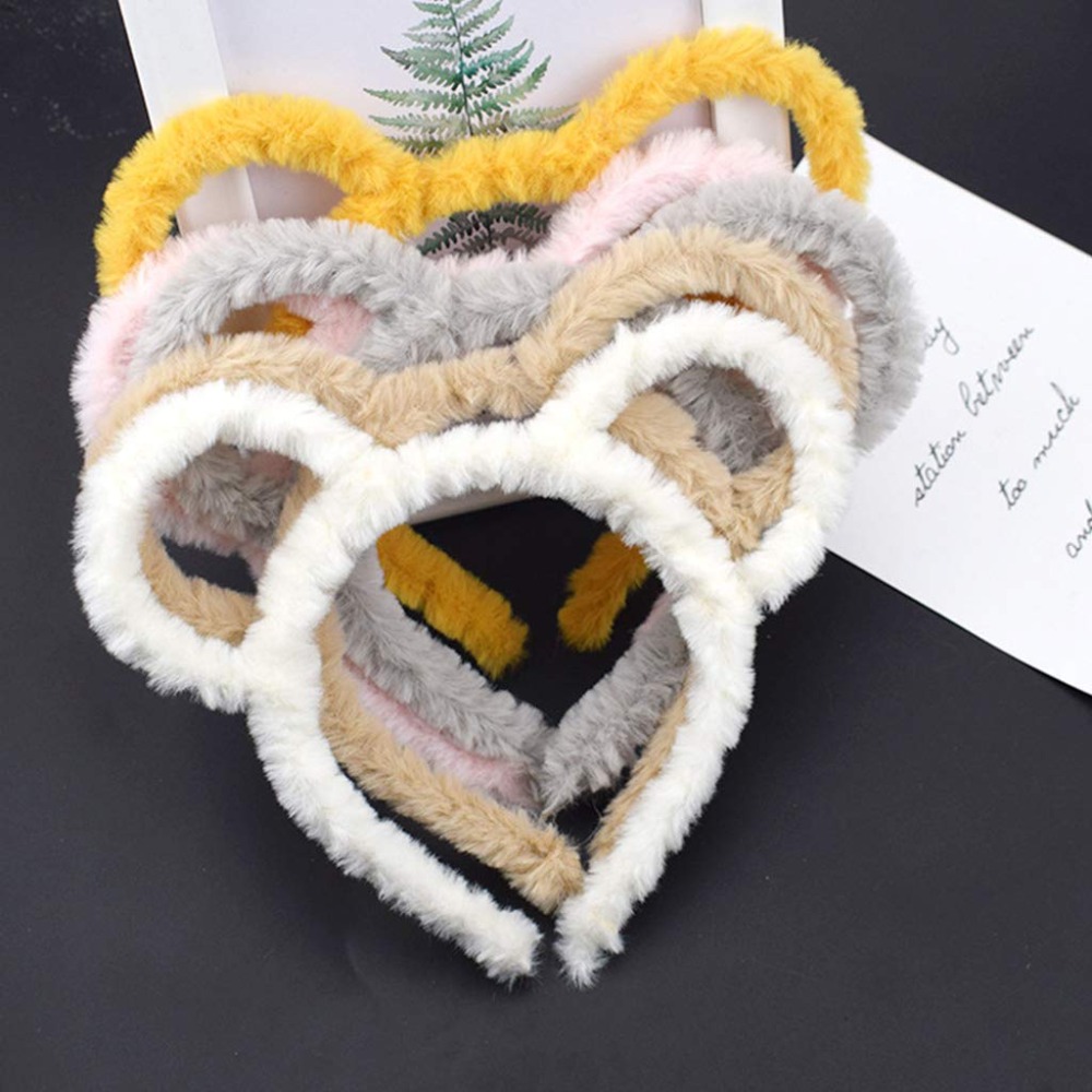 Cute Thick Headband Round Mouse Bear Ears Design Plush Hair Hoop Candy Color Barrettes for Women