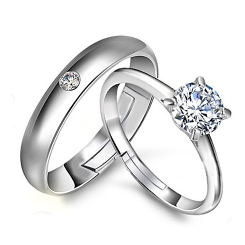 Sale】Couple Silver Ring Women's Opening and Living Mouth Korean Style Couple's Ring Fashion Women's Hand
