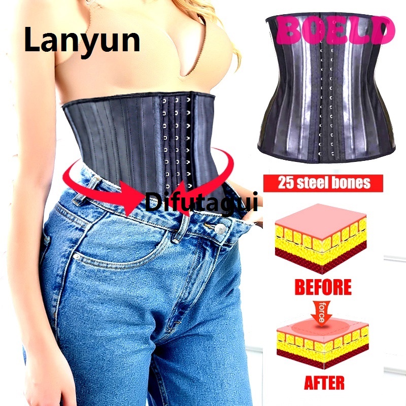 Difutagui [BOELD] Fajas Colombians Latex Waist Trainer Cincher Long Torso Body Fifty percent Special discount Shaper Women Slimming Belly Sheath Girdles Shapewear 25 Steel Bones