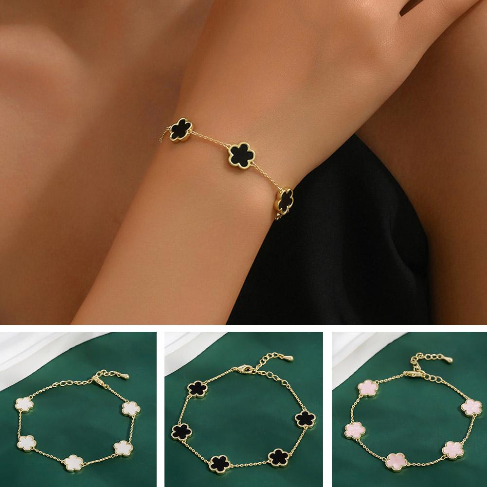 5pcs Women's Earrings Rings Bracelet Necklace Bangles Gift Luxury Quality Jewelry Sets Plum Blossom Plant Five Leaf Flower