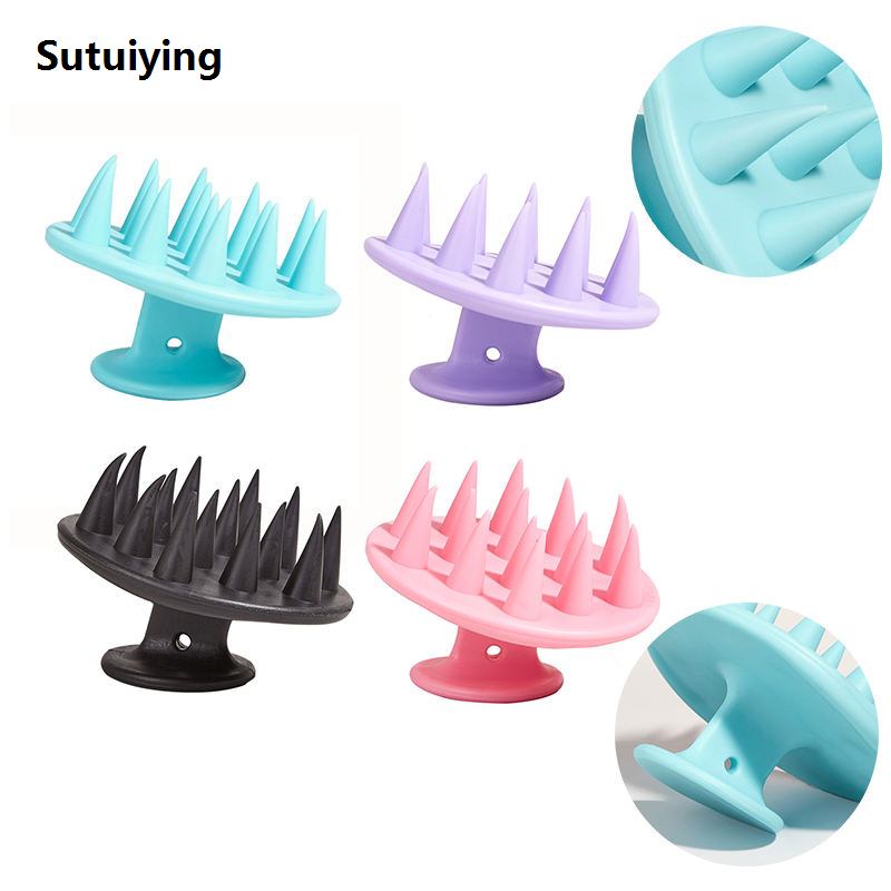 Sutuiying Silicone Shampoo Head Scalp Massage Brush Silicone Body Brush Hair New Washing Comb SPA Bath Shower Brush Salon Hairdressing Tools