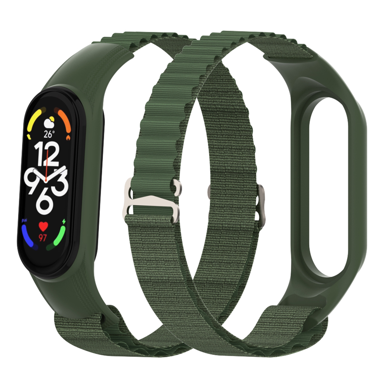Mi Band 3 / 4 / 5 / 6 / 7 Buckle Alpine Loop Adjustable Watch Band (Green)