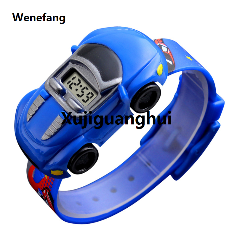 Xujiguanghui Wenefang Cartoon Car Children Watch Toy for Boy Baby Fashion Electronic Watches Innovative Car Shape Toy Watch Kids Xmas Gift New Fashion