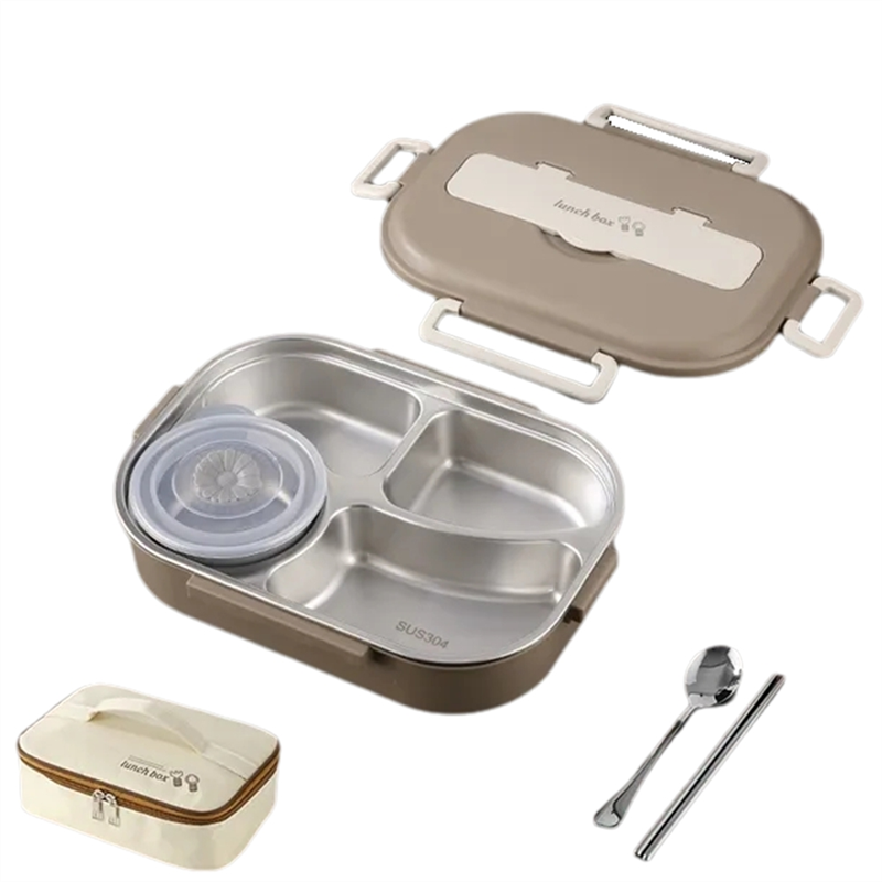 Including Spoon and Fork Accessories Multi-Function 4 Compartments Insulated Lunch Box Suitable for Office Workers and Students