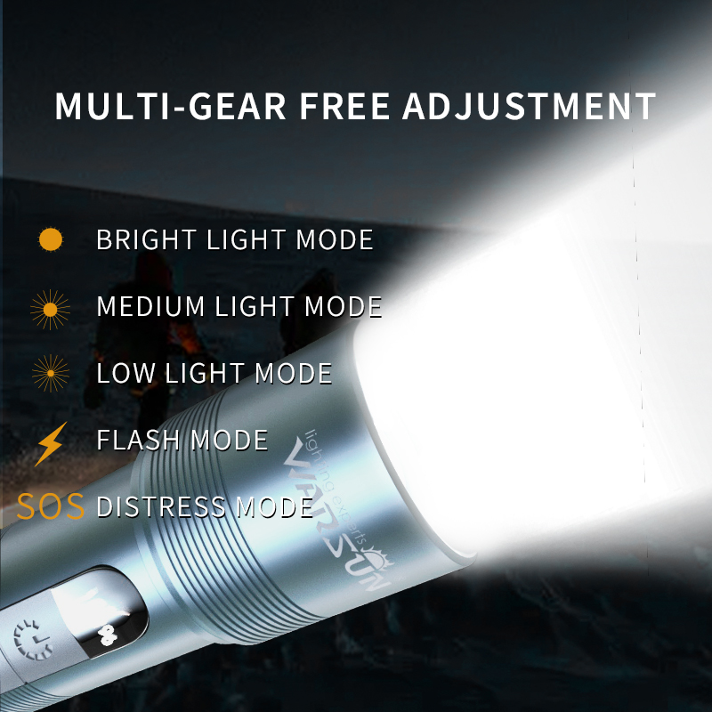 Sales promotion WARSUN 1000 Lm LED Lithium Battery Rechargeable Flashlight Multifunctional Outdoor Torch Portable Zoomable Camping Light