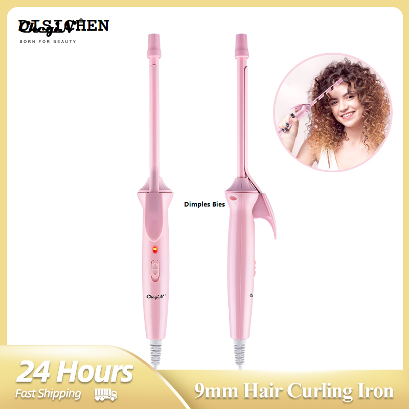 DISICHEN High Quality Stick Curl Styling Salon Ceramic Pliers Professional Bat Curl 9mm Mini CkeyiN Curling Iron Power Tool Small