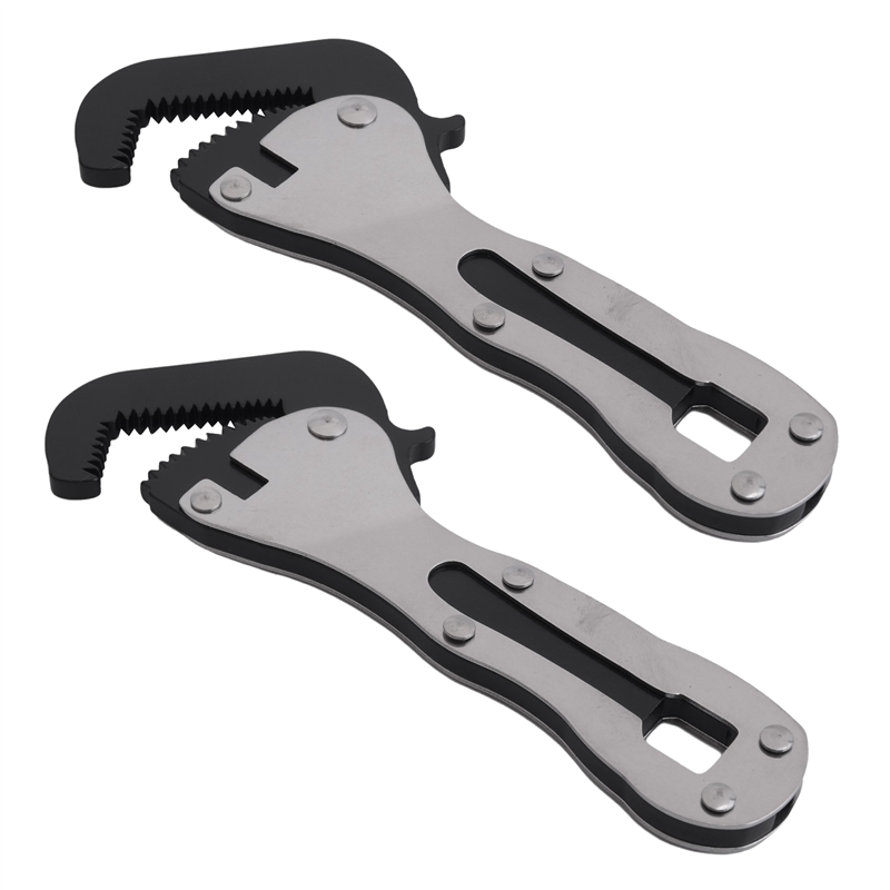 2pcs Mini Stubby Pipe Vise Wrench,Mini Stubby Wrench, Mini Self Adjusting Wrench,Portable Multifunctional Wrench