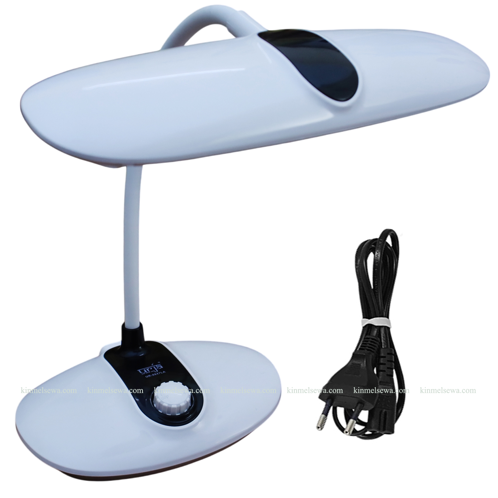 Urja UR-8847LA Rechargeable LED Desk Lamp - Stepless Dimming, Flexible Gooseneck Study Light for Students & Home Office - Portable Emergency Reading Light with 3-Hour Battery Backup