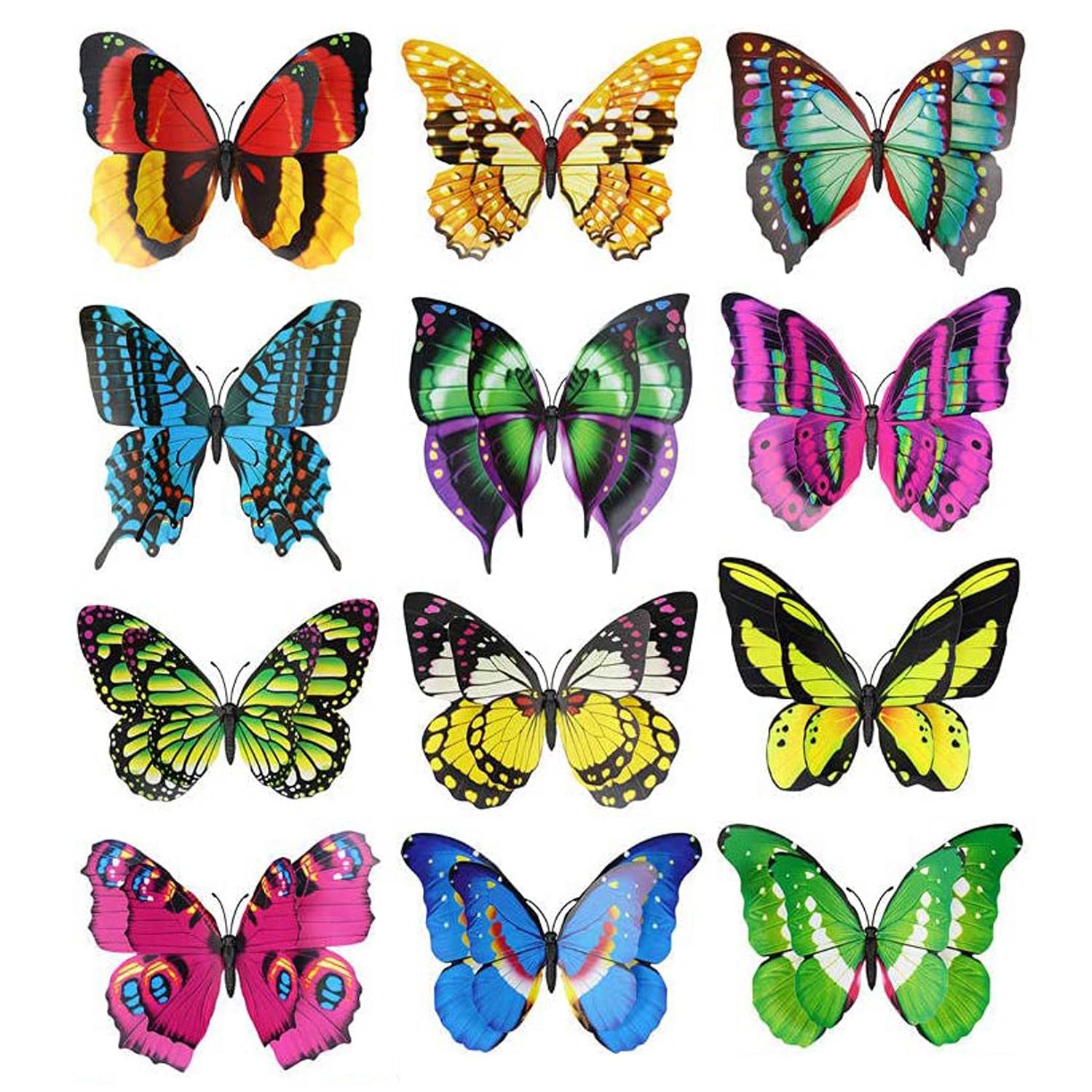 12PCS Butterfly Fridge Magnet Crafts Butterfly Decor Sticker 22CM