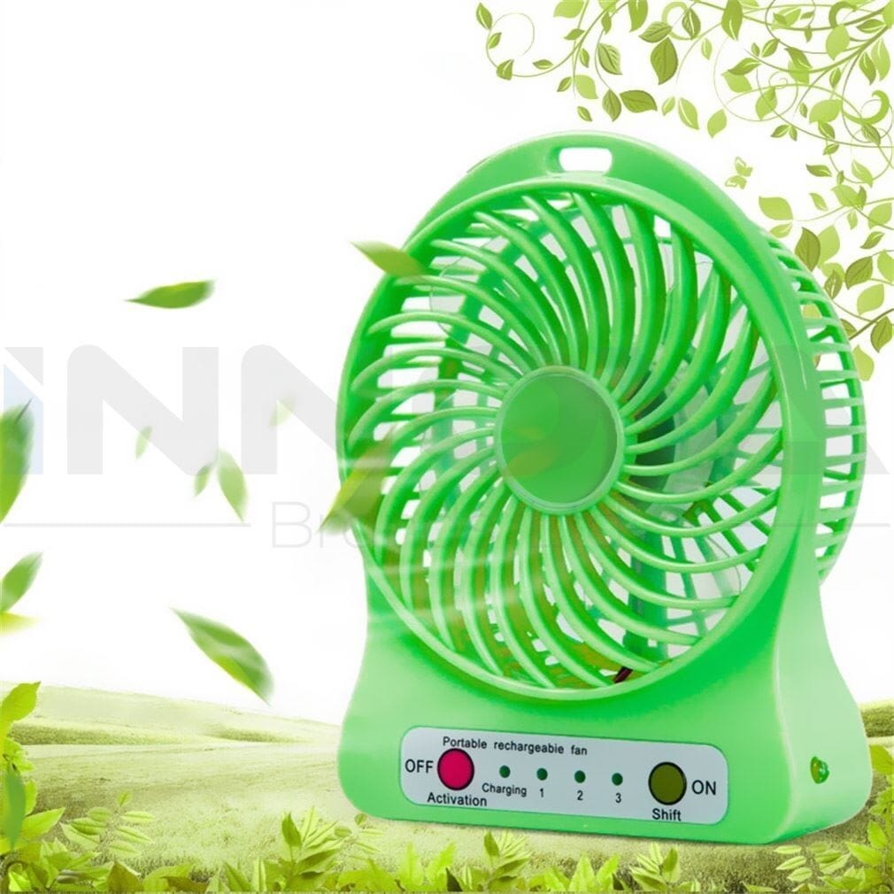 Usb Portable Led Mini Fan Air Cooler 2400Mah Rechargeable Lithium Battery Green