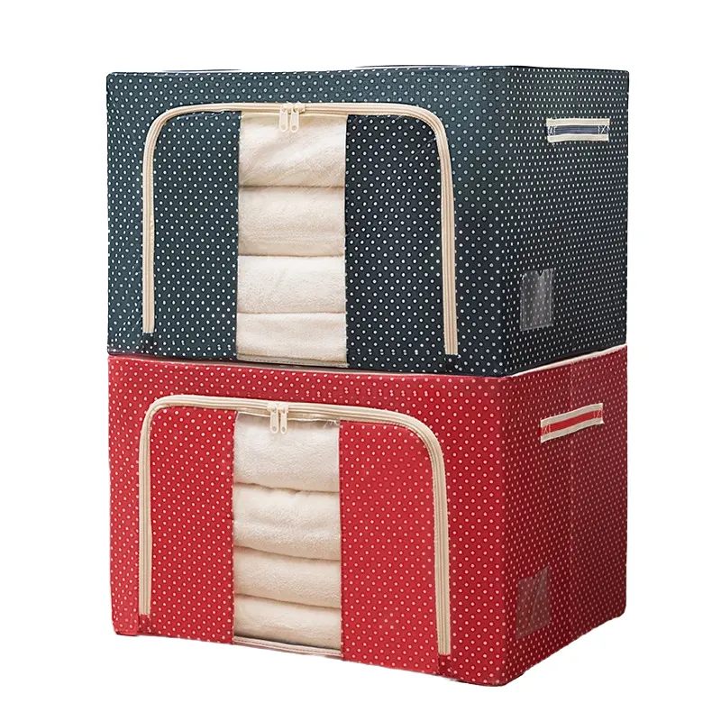 Portable Oxford Cloth Foldable Storage Box - Closet & Drawer Clothes Organizer for Quilts, Shirts, Jeans & Sundries - Under Bed Blanket Storage Bag