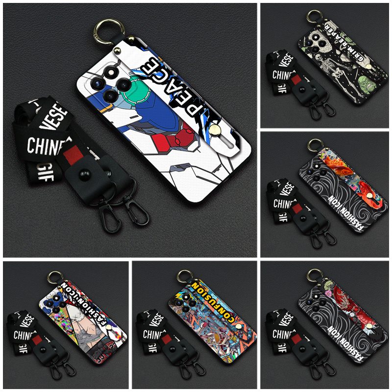 Back Cover Kickstand Phone Case For Honor X8 5G/X6 4G/X6S/Play30M/Honor70 Liet Anti-knock Shockproof Durable Wristband