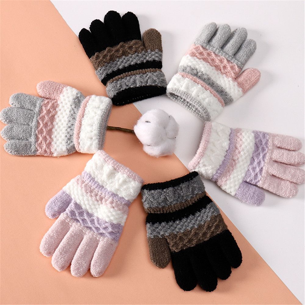 1 pair Elastic Kids Girls Boys Soft Children Baby Gloves Full Finger Gloves Mittens Knitted