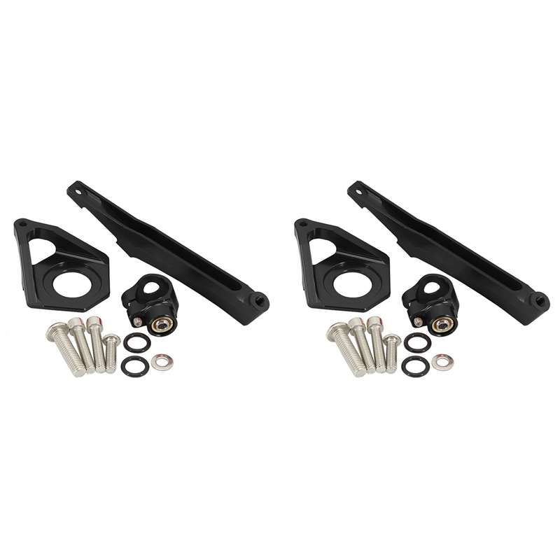 JINMY 2X Motorcycle Steering Stabilizer Damper Mounting Bracket Kit for YZF-R6 YZF600 2003 2004 2005 Black