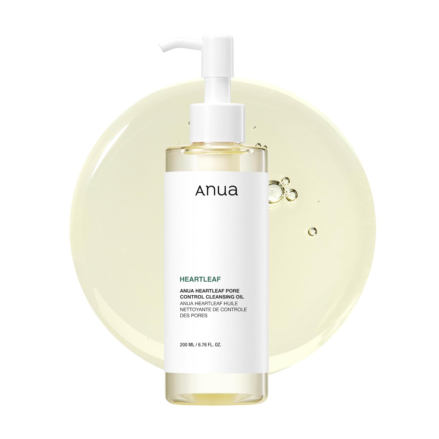Anua Heartleaf Pore Control Cleansing Oil (200ml) - Gentle Oil Cleanser for Face, Makeup & Blackhead Removal, Non-Comedogenic, in Korean Skincare