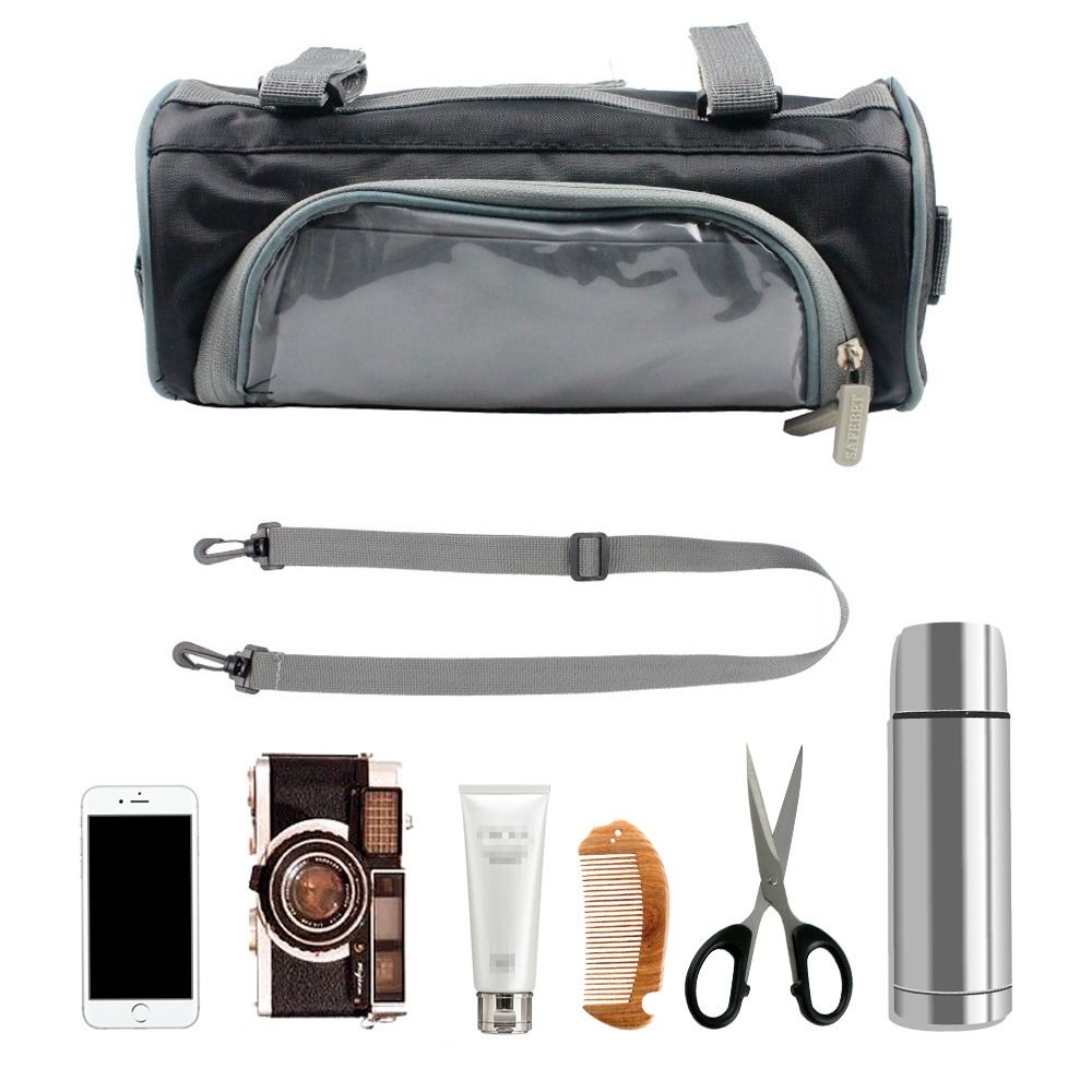 Ultra Light Portable Bike Front Bag Multi-purpose Touch Screen Bicycle Handlebar Pannier Large Capacity Cylindrical Electric Scooter Backpack Bicycle Accessories