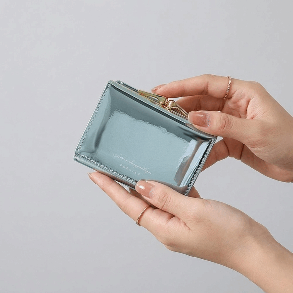 Elegant Multi-card Slot Laser Short Wallet Colorful Hasp Pu Laser Coin Purse Multifunctional Small Triple Fold Wallet Women